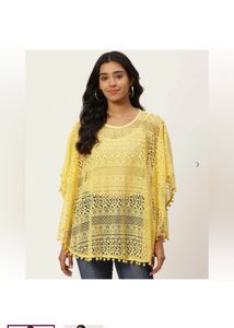 COTTINFABTextured Round Neck Top with Lace Detail