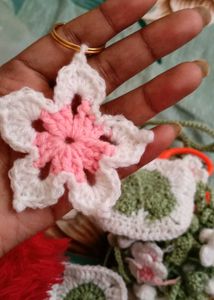 Handmade Crochet Flower Keychain