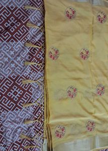 Elegant Golden Saree 💃💃
