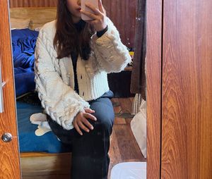 Zara Cream Cable Knit Cardigan