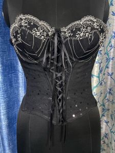 Black Corset with Sequins &amp; Lace
