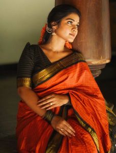 Cotton saree sungudi orange