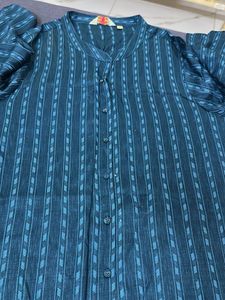Teal Striped Kurta