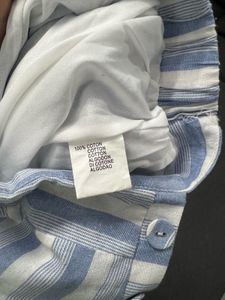 White &amp; Blue Striped Wide Leg Pants
