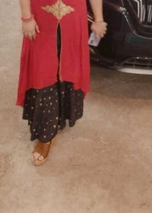 Red Embroidered Kurta