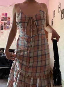 Cute Plaid Midi Dress