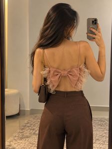 Chic Ruffled Mesh Crop Top