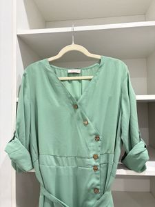 Mint Green Button-Up Dress