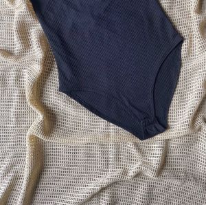 Black Ribbed Bikini Top/Bodysuit