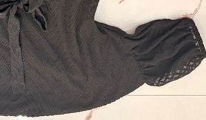 Elegant Black Tiered Midi Dress
