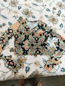 Sheer Paisley Print Long Sleeve Top