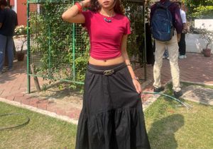 Boho Black Tiered Maxi Skirt