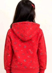 Kids Red Floral Zip-Up Hoodie