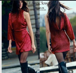 ZARA FESTIVE EDITION Sparkling Red Sequin Dress