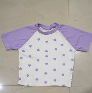Cute lavander Heart Print T-Shirt