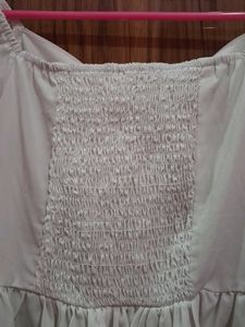 White Puff Sleeve Ruched Front Top