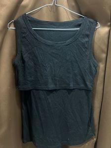 Black Sleeveless Nursing Top
