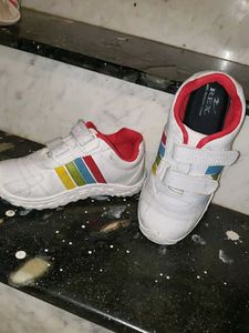 Quality Kids White Sneakers with Rainbow Stripes