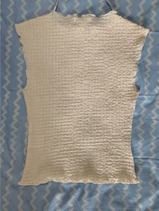 Cream Textured Cropped Top