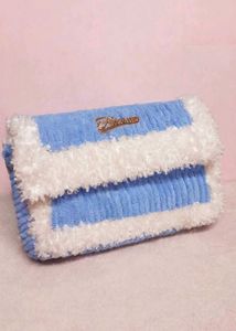 Soft Blue & White Plush Clutch