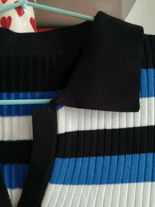 Striped Polo Neck Knit Dress
