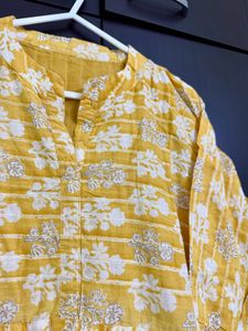 Yellow Sequin Print Kurta