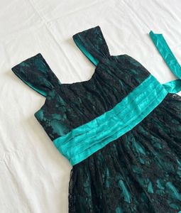 Elegant Teal &amp; Black Lace Dress