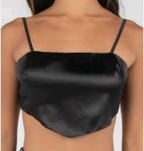 Chic Black Satin Cami Top