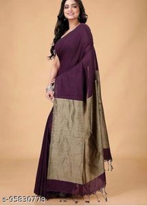 Elegant Purple Saree with Golden pallu wdt blouse