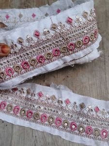 Embroidered Lace Trim with Sequins