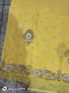 Vibrant Yellow Embellished Saree special offer 🎉