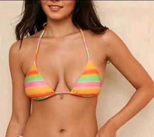 Vibrant Striped Halter Bikini Top