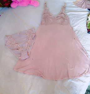 Pink Lace Lingerie Dress