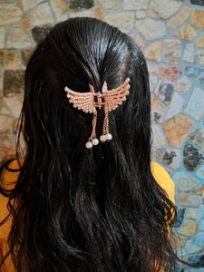 Today Offer!New Piece Butterfly Pearl Claw Clip