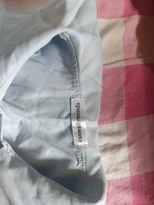Light Blue Collared Button-Up Top
