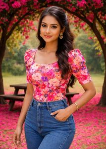 Vibrant Floral Puff Sleeve Top