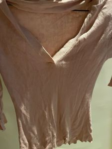 Peach V-Neck Knit Top