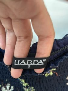 Harpa Navy Blue Floral Bell Sleeve Top