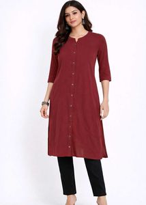 Maroon Button-Down Kurta