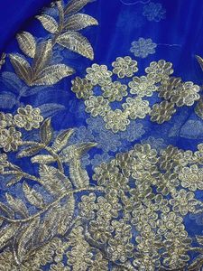 Royal Blue Embroidered gown/saree  Material