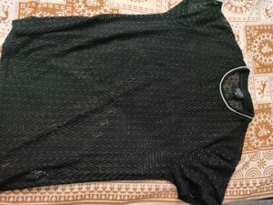 KOOVS Black Mesh T shirt
