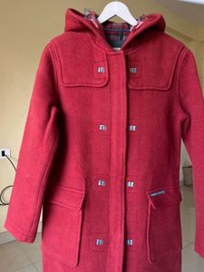 Red Wool Blend Duffle Coat
