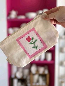 Hand-Painted Floral Pouch