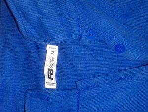 Blue Ribbed Cropped Polo Top