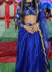 Blue Embroidered Lehenga Set
