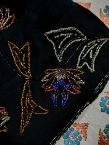 Sparkling Floral Black Beaded Y2K Top