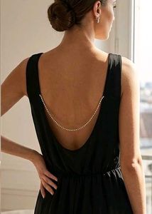 Diamond Detailing Low Back Black Mini Dress