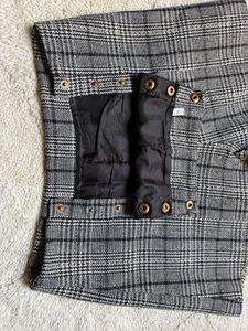 Vintage Plaid Double-Breasted Shorts