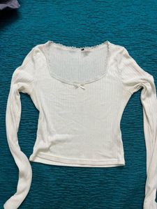 Y2K laced ribbed full sleeve top
