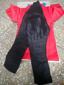 red and black party wear dress with shoes